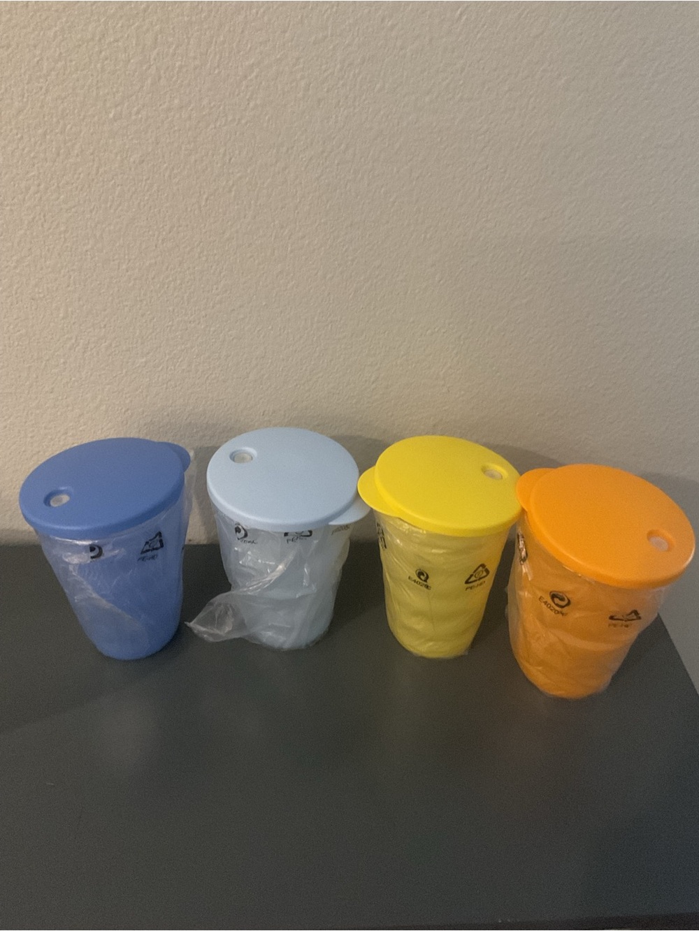 Tupperware 16 oz Tumblers with dripless hole seal lids
